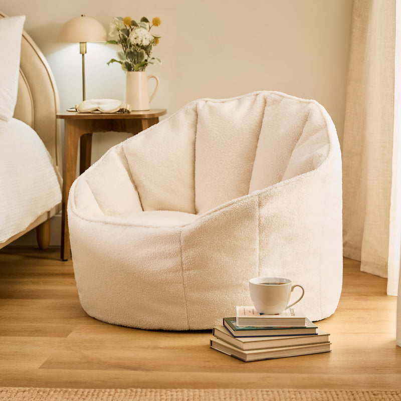 Sirena Bouclé Bean Bag Accent Chair - Ivory