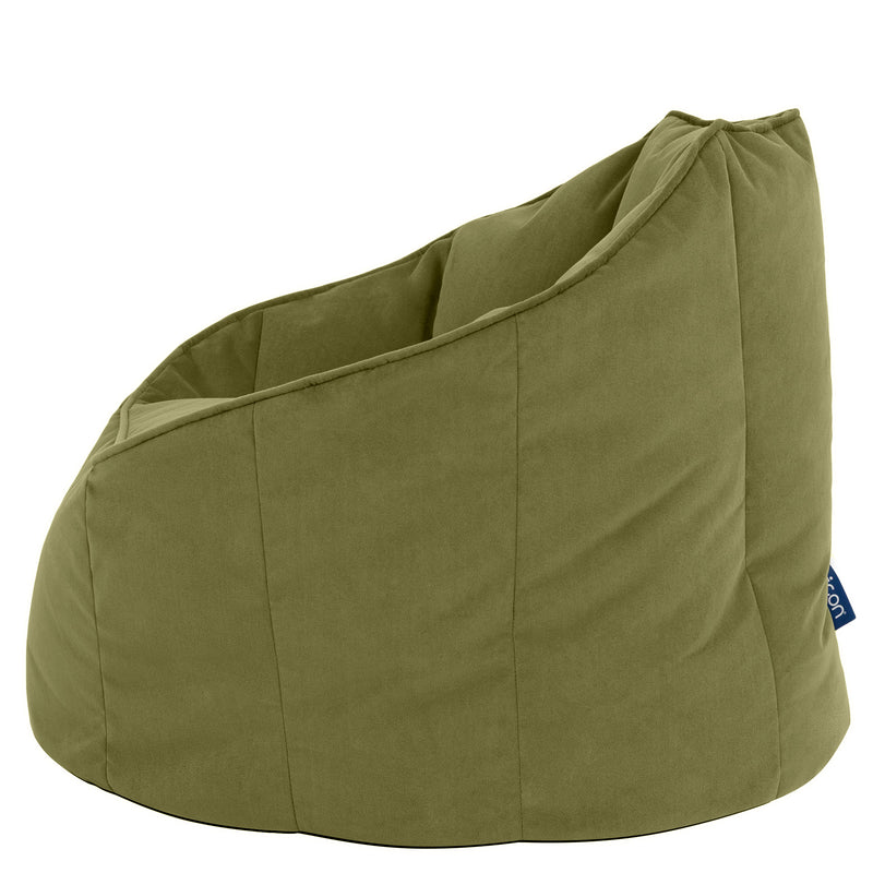 Sirena Velvet Bean Bag Accent Chair - Olive Green