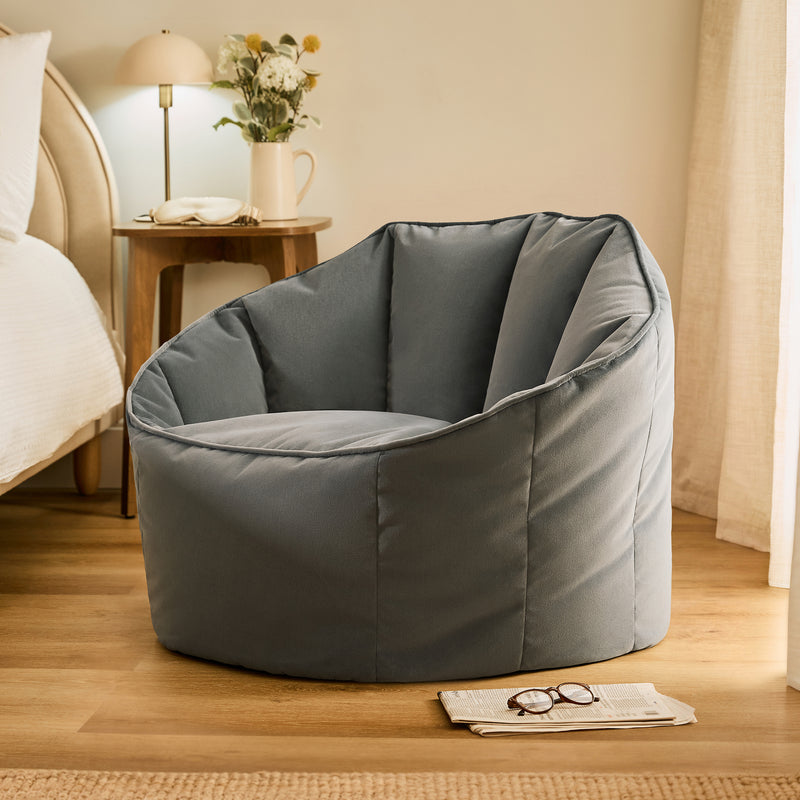 Sirena Velvet Bean Bag Accent Chair - Charcoal Grey