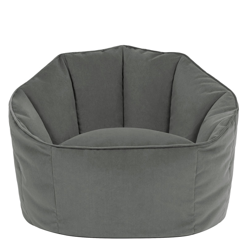 Sirena Velvet Bean Bag Accent Chair - Charcoal Grey