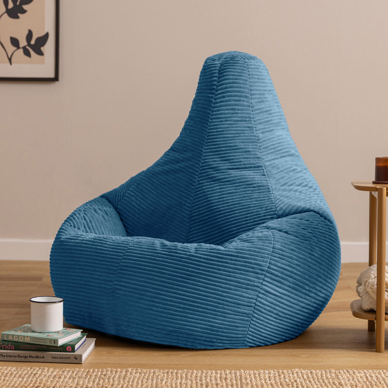 Dalton XL Cord Recliner Bean Bag - Denim Blue