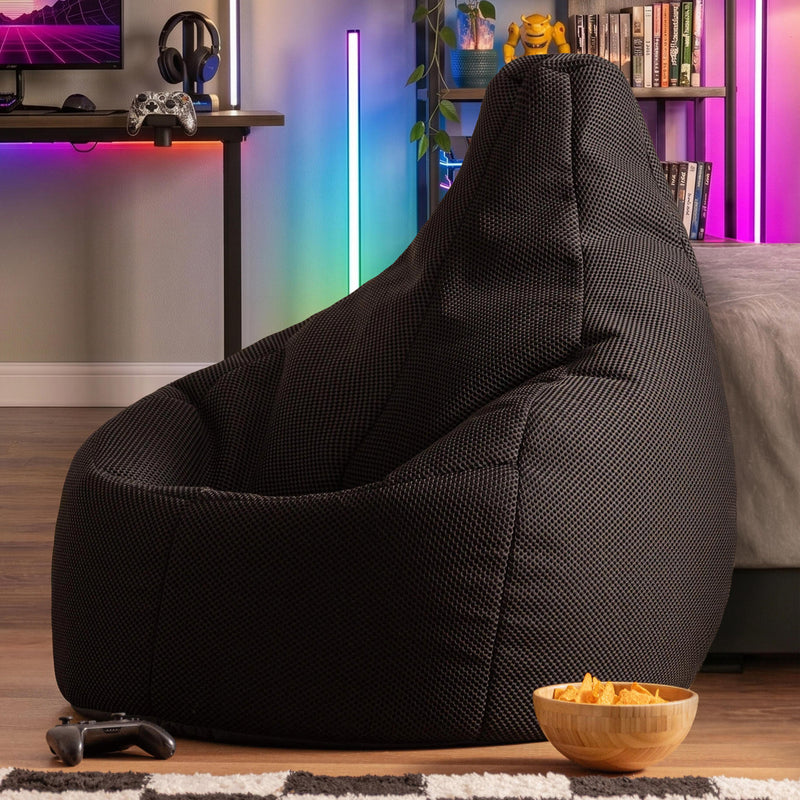 Gaming Performance Mesh XL Recliner Bean Bag - Midnight Black