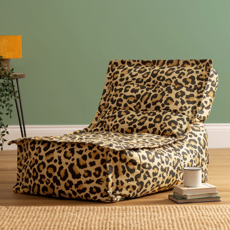 Dolce Leopard Print Woven Lounger Chair Bean Bag