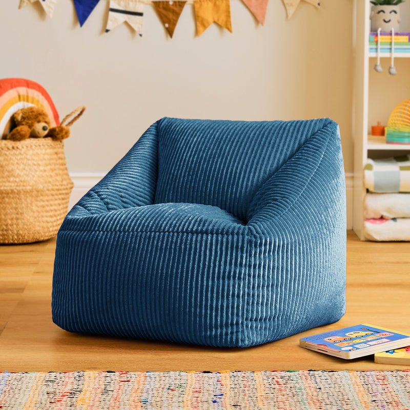 Kids Natalia Cord Armchair Bean Bag - Denim Blue