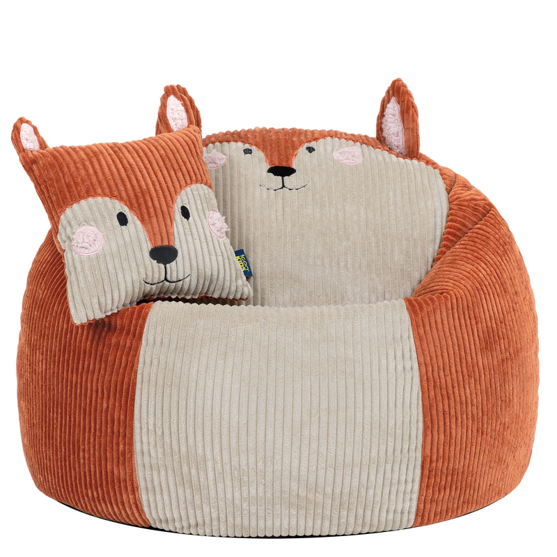 Kids Freddie Fox Cord Bean Bag Chair and Cushion - Terracotta
