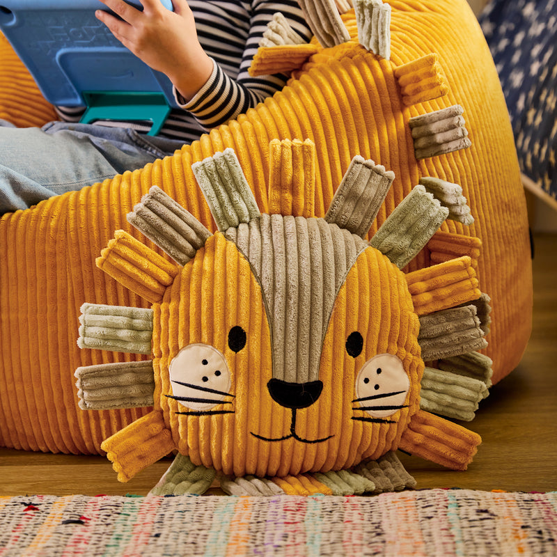 Kids Leon Lion Cord Bean Bag Chair and Cushion - Ochre