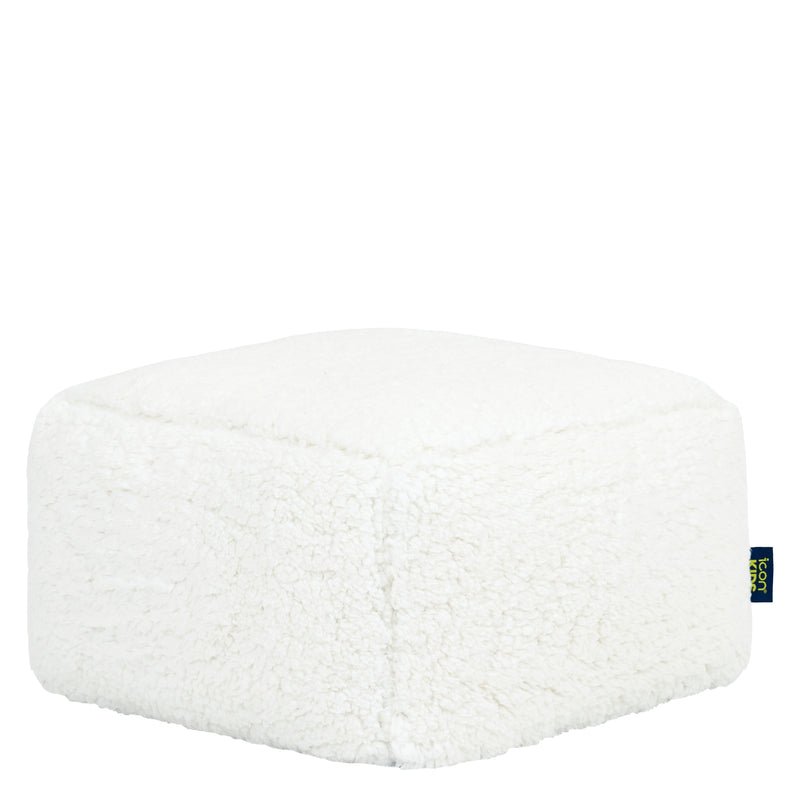 Mini Amara Teddy Fleece Square Footstool - Natural