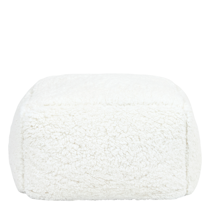 Mini Amara Teddy Fleece Square Footstool - Natural