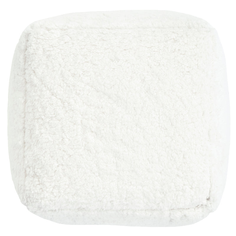 Mini Amara Teddy Fleece Square Footstool - Natural