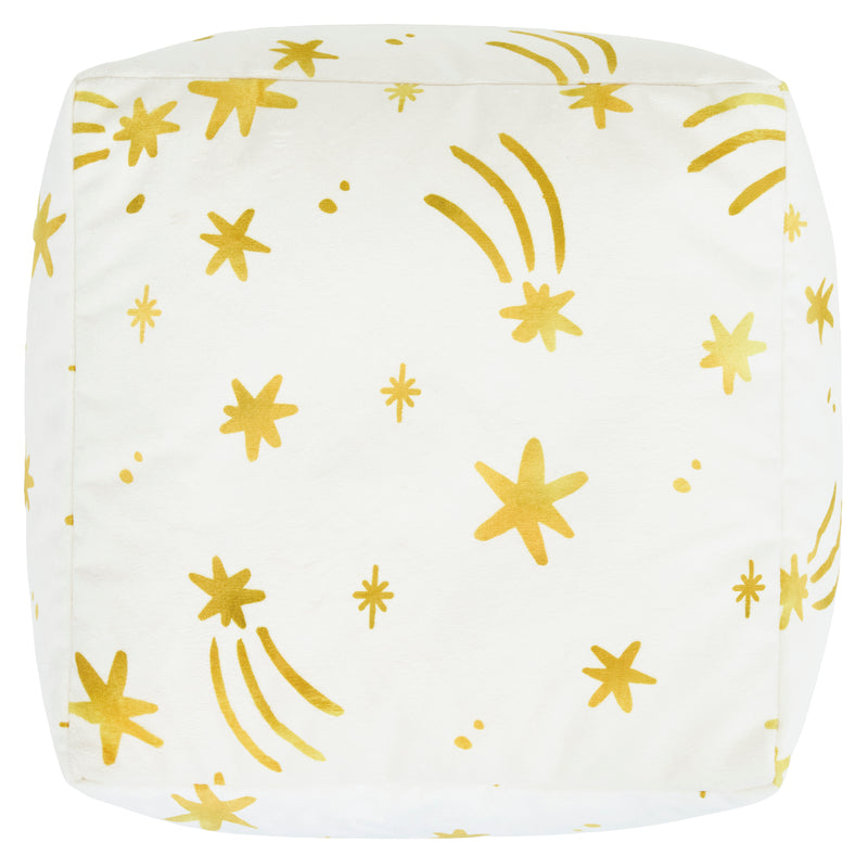 Mini Amara Star Brushed Velvet Square Footstool - Cream