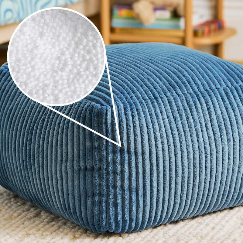 Mini Amara Cord Square Footstool - Denim Blue