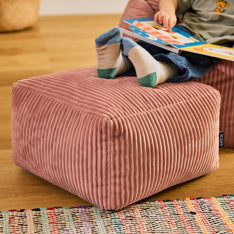 Mini Amara Cord Square Footstool - Pink
