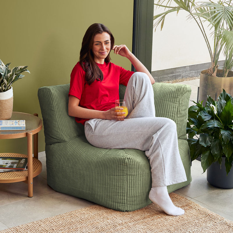 Noa Modular Bean Bag Corner Chair - Jumbo Cord - Sage Green