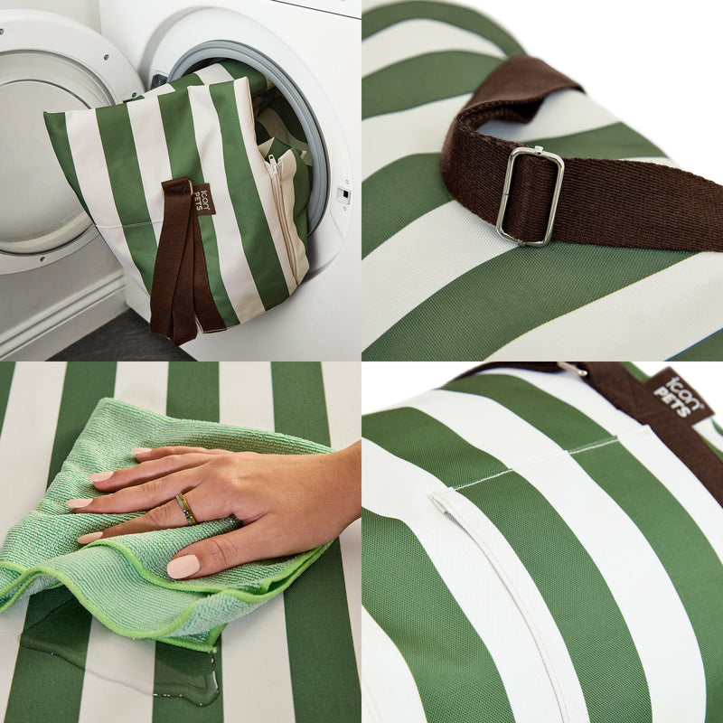 Pet Travel Bed - Medium - Stripe Green