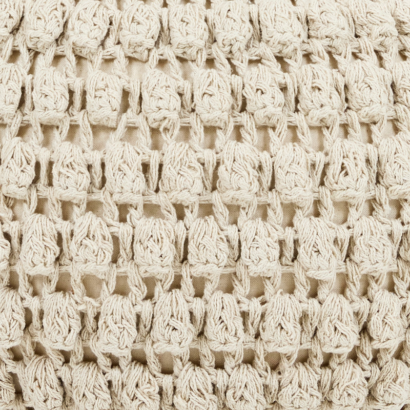 Riva Bobble Crochet Round Pouffe Footstool - Natural