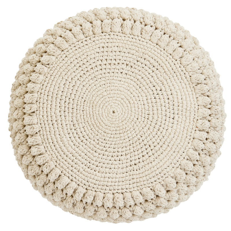 Riva Bobble Crochet Round Pouffe Footstool - Natural