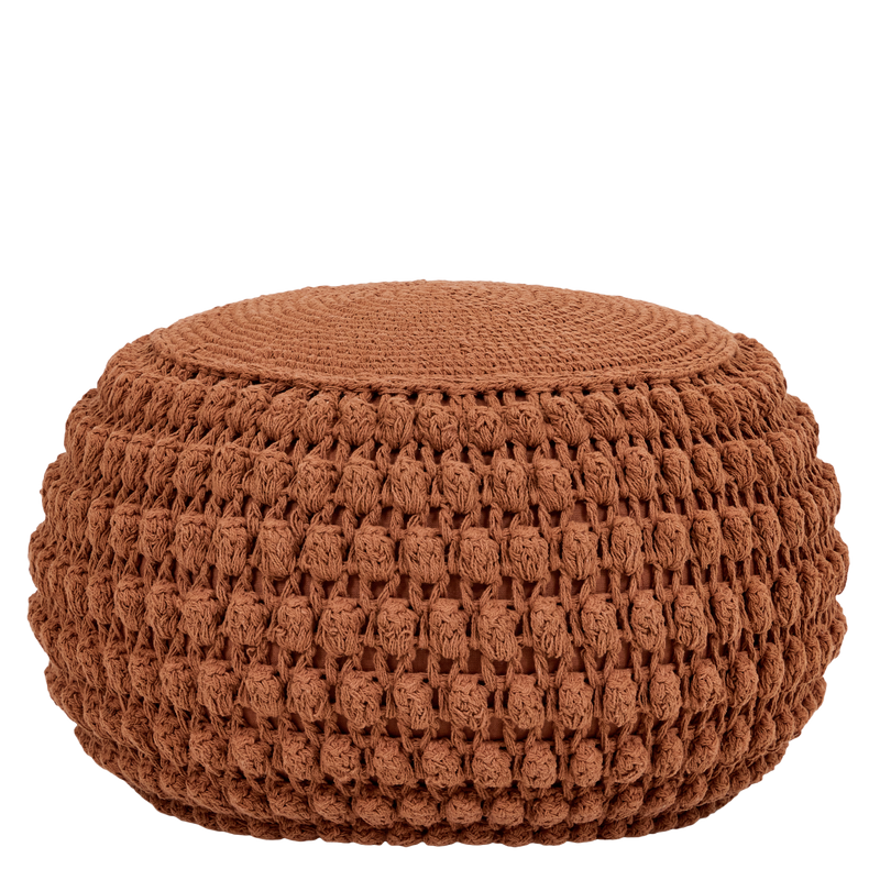 Riva Bobble Crochet Round Pouffe Footstool - Terracotta