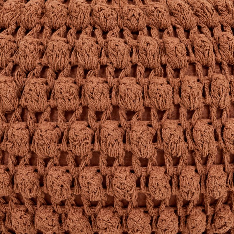 Riva Bobble Crochet Round Pouffe Footstool - Terracotta