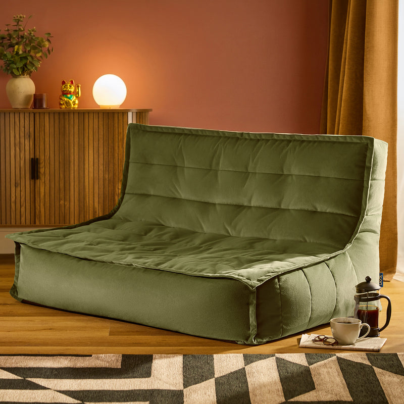 Kota Velvet Sofa Bean Bag - Olive Green