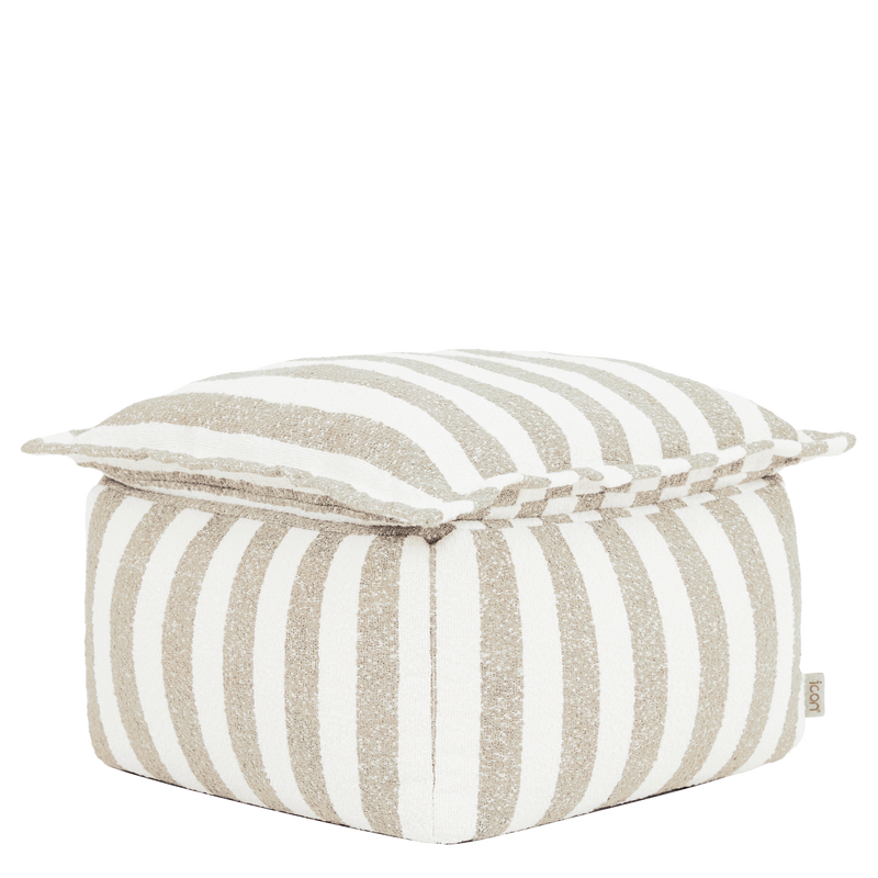 Sofia Stripe Bouclé Pillow Top Footstool - Natural