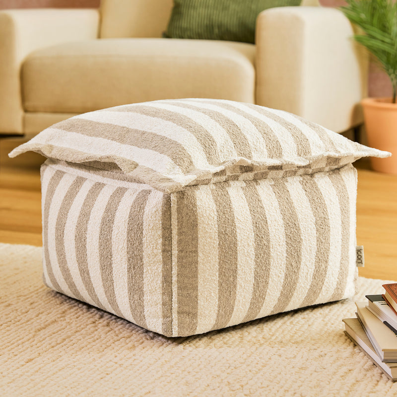 Sofia Stripe Bouclé Pillow Top Footstool - Natural