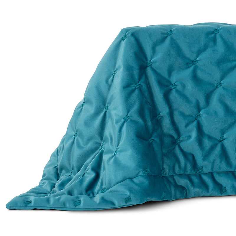 Rosa Quilted Velvet Throw - Teal