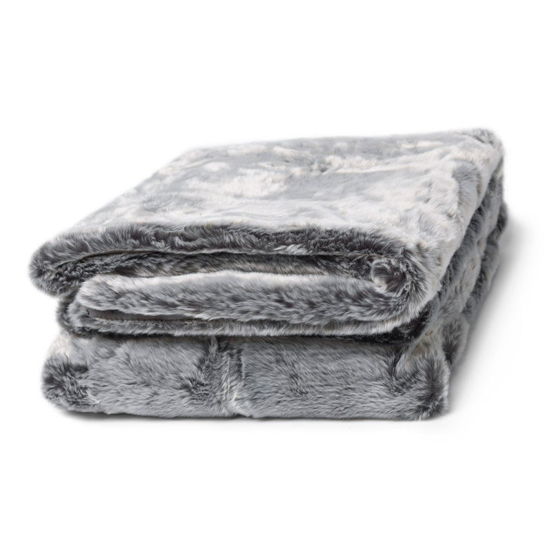 Luxury Faux Fur Throw Blanket - Grey