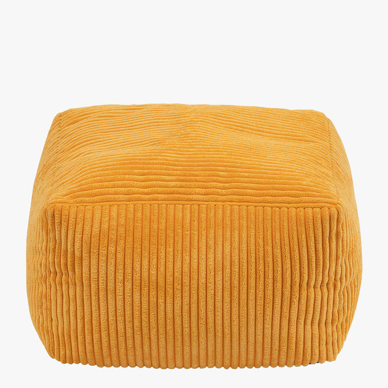 Amara Corduroy Square Footstool - Ochre Yellow
