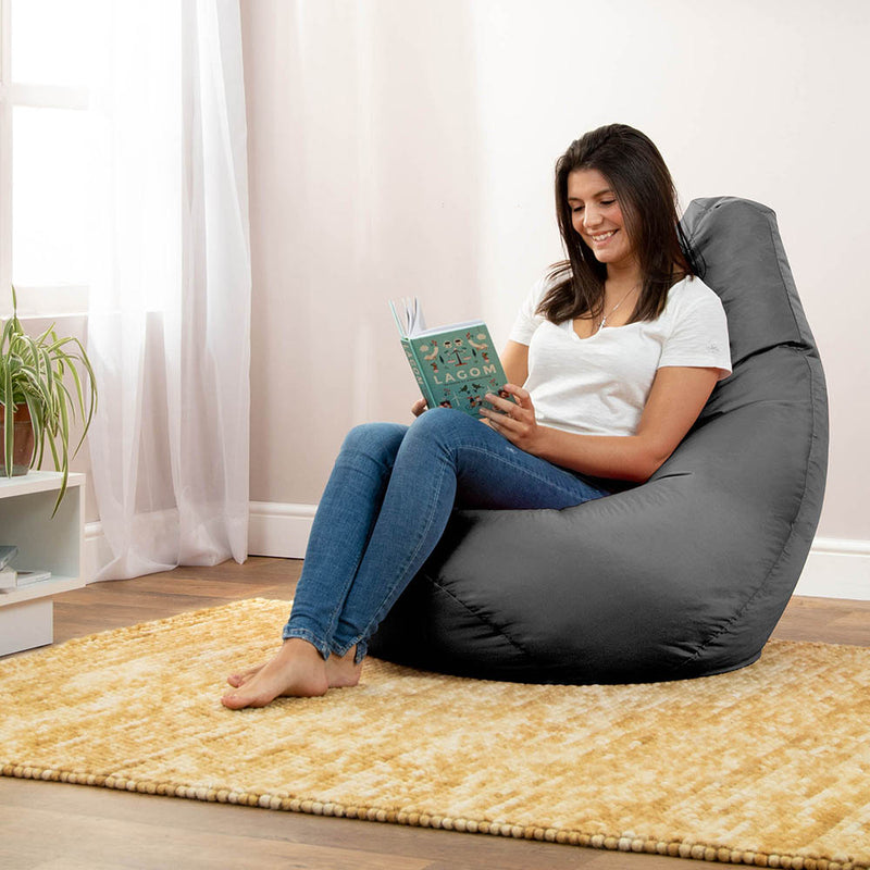 Highback Gamer Beanbag Indoor-Outdoor - Charcoal Grey