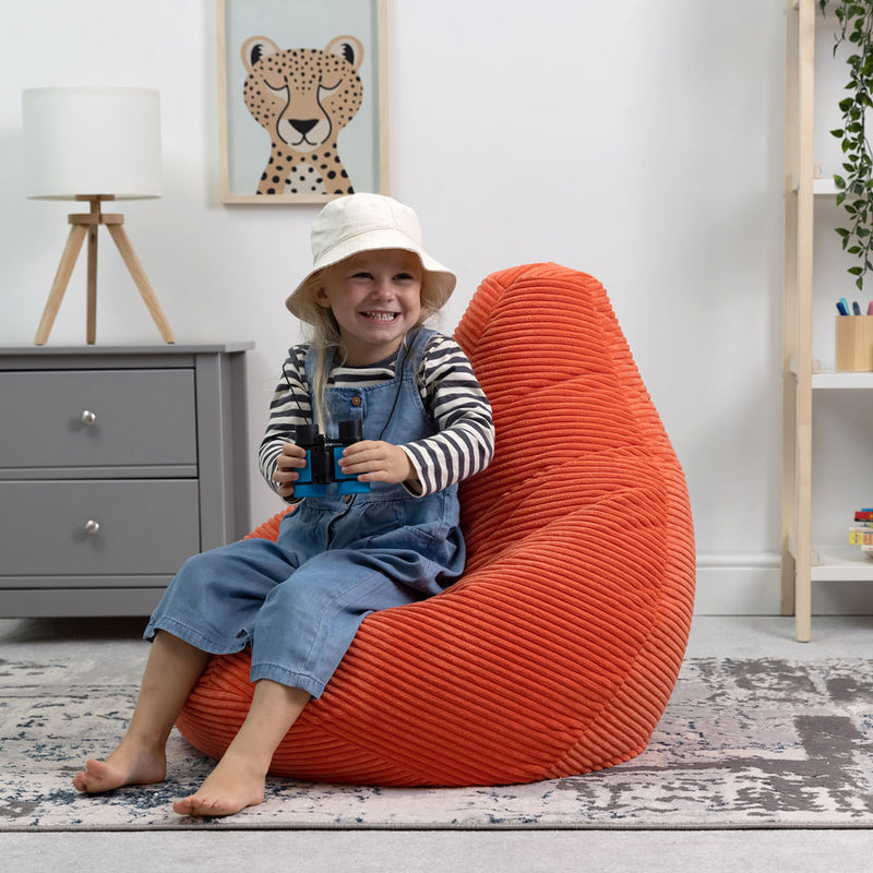 Kids Dalton Cord High Back Bean Bag - Orange