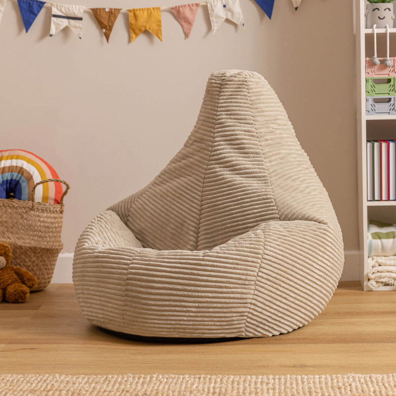 Kids Dalton Cord High Back Bean Bag - Natural