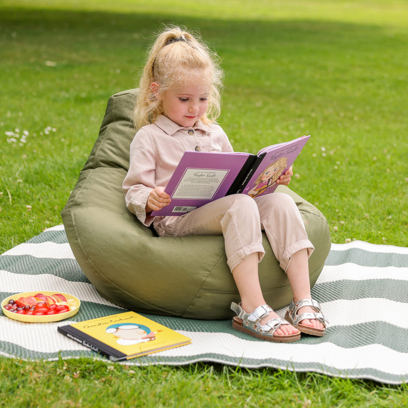 Kids Dalton Indoor-Outdoor High Back Bean Bag - Khaki Green