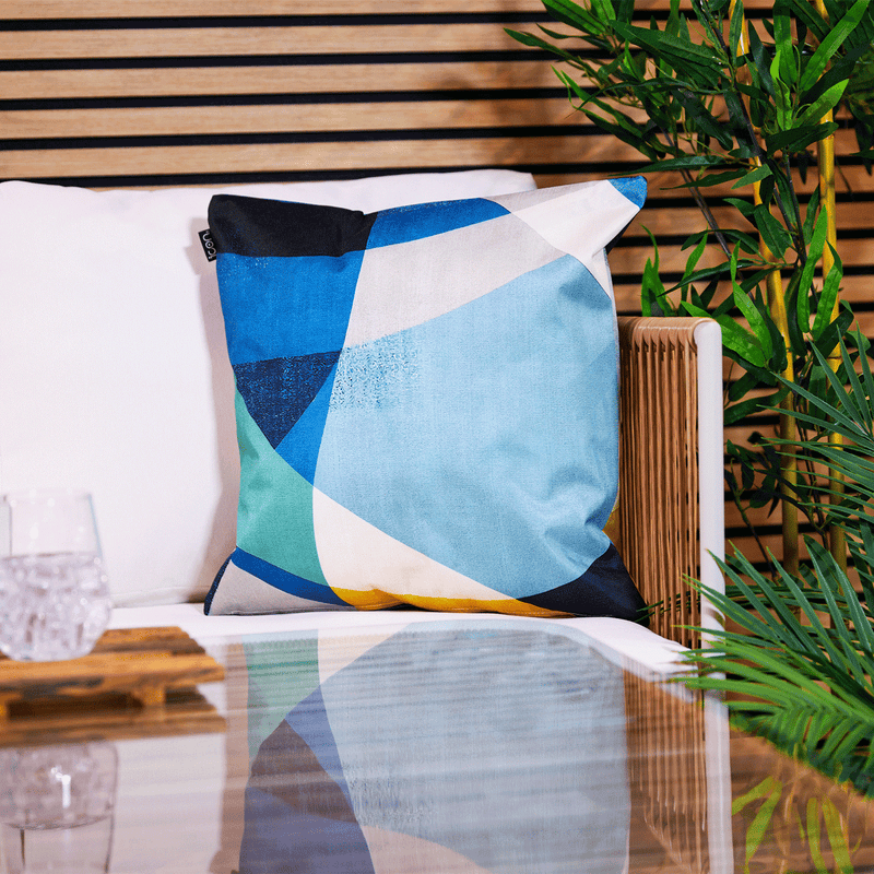 Abstract Print Indoor-Outdoor Cushion - Yellow