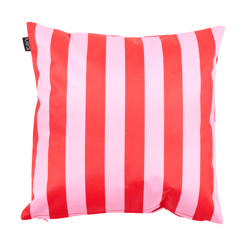 Checkerboard & Stripe Indoor-Outdoor Cushion - Pink
