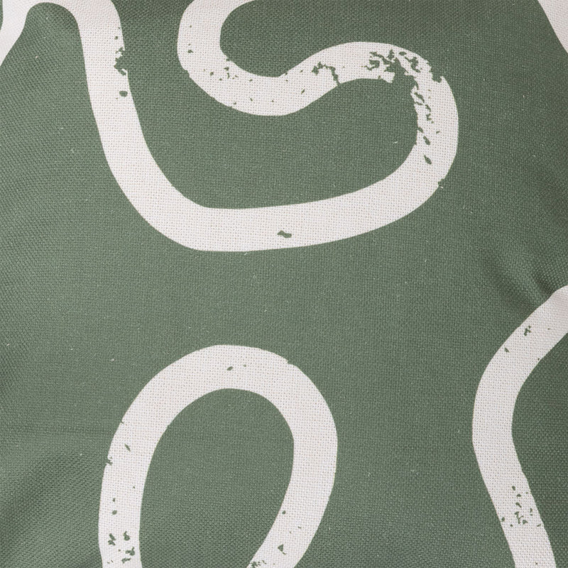 Abstract Squiggle Indoor-Outdoor Cushion - Green