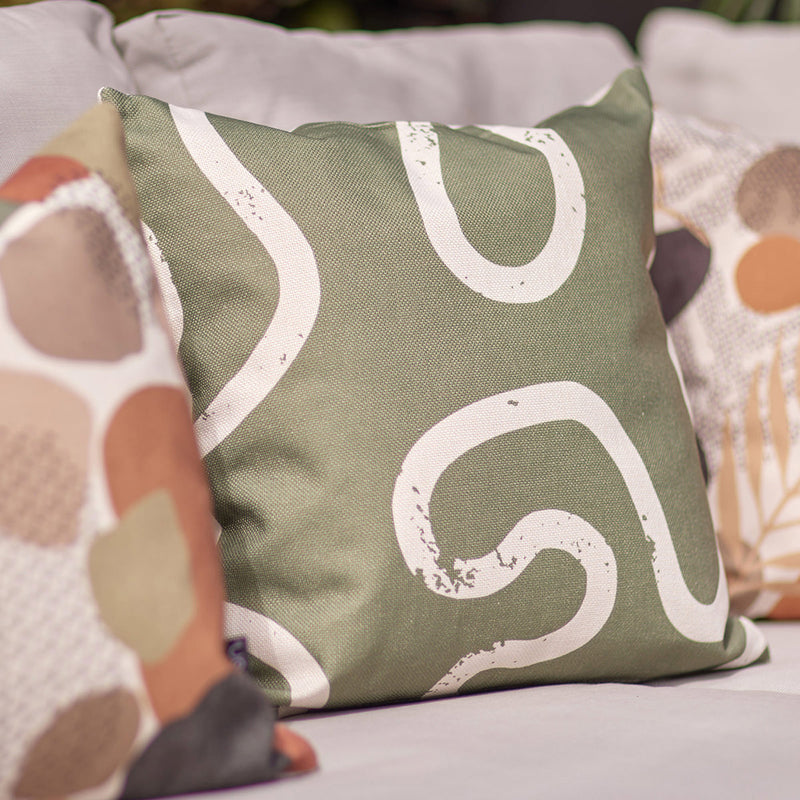 Abstract Squiggle Indoor-Outdoor Cushion - Green