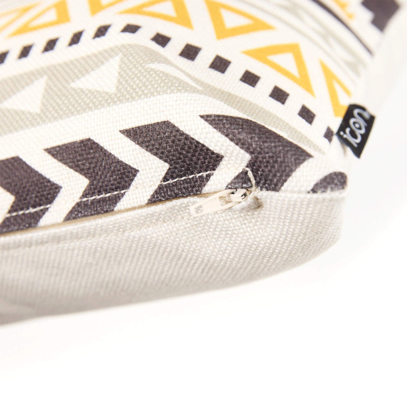 Aztec Print Indoor-Outdoor Cushion - Ochre Yellow
