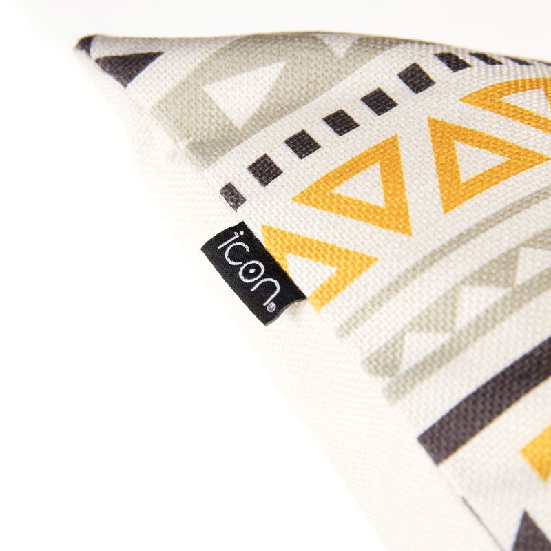 Aztec Print Indoor-Outdoor Cushion - Ochre Yellow