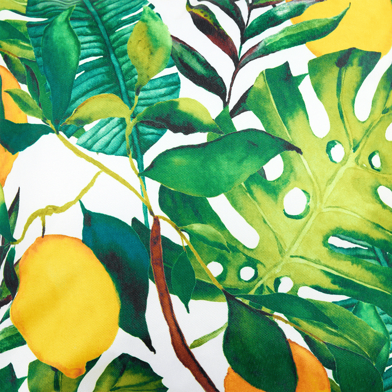 Lemon Leaf Print Indoor-Outdoor Cushion - Multicolour