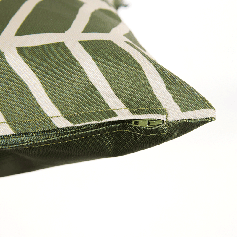 Abstract Print Indoor-Outdoor Cushion - Khaki Green
