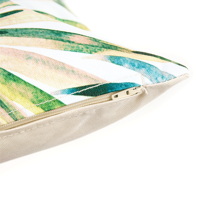 Palm Leaf Print Indoor-Outdoor Cushion - Multicolour