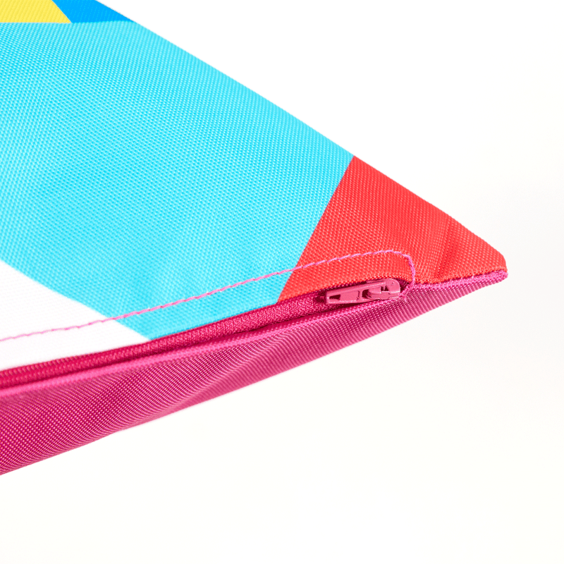 Geometric Print Indoor-Outdoor Cushion - Technicolour