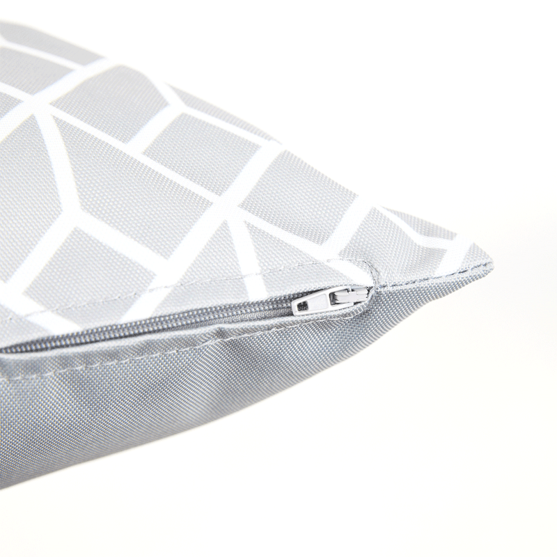 Art Deco Geometric Print Outdoor Cushion - Light Grey