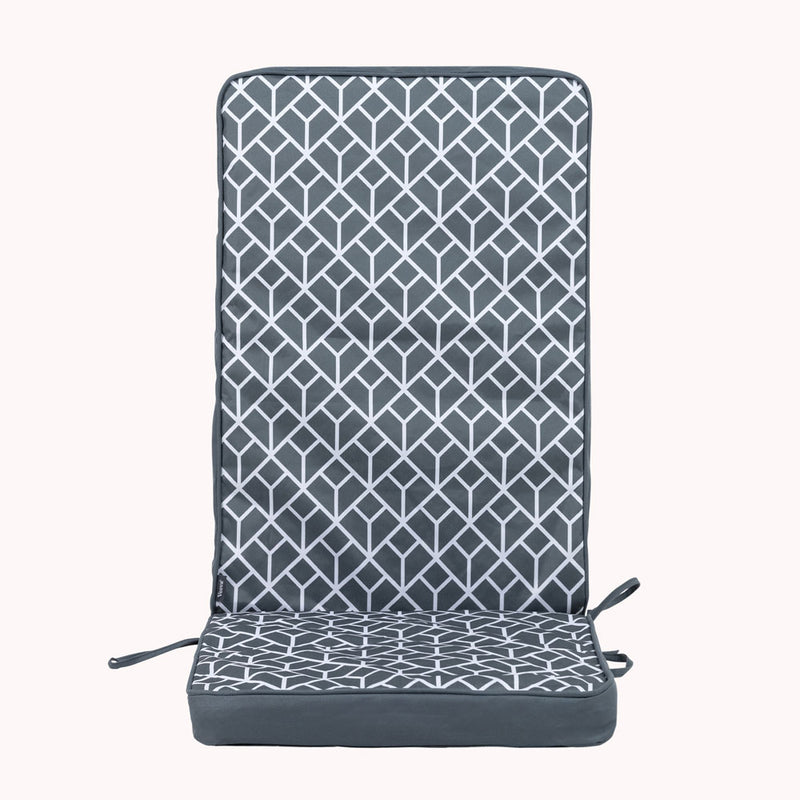 Geometric Print Outdoor High Back Seat Pad - Charcoal Grey