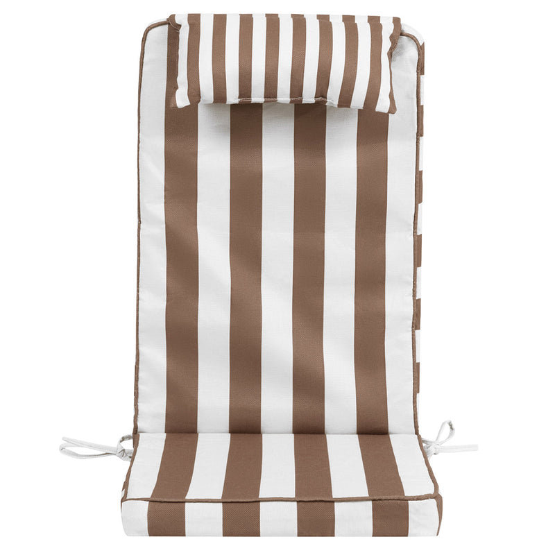 Striped Outdoor High Back Seat Pad - Chocolate Stripe