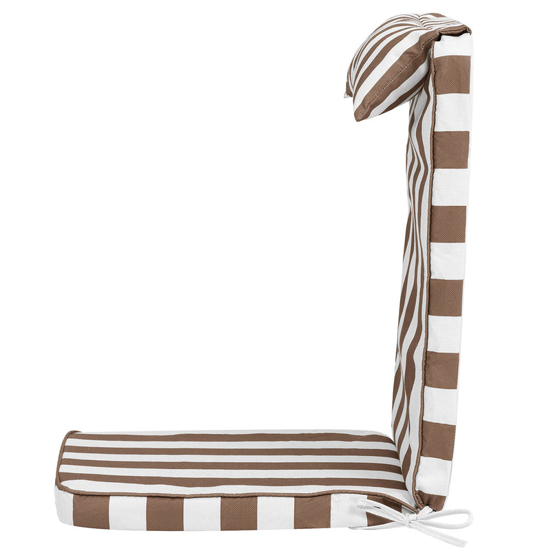 Striped Outdoor High Back Seat Pad - Chocolate Stripe
