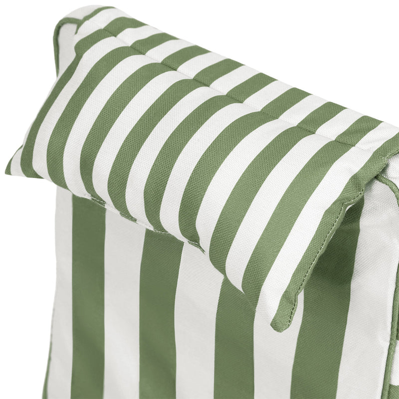 Striped Outdoor High Back Seat Pad - Green Stripe
