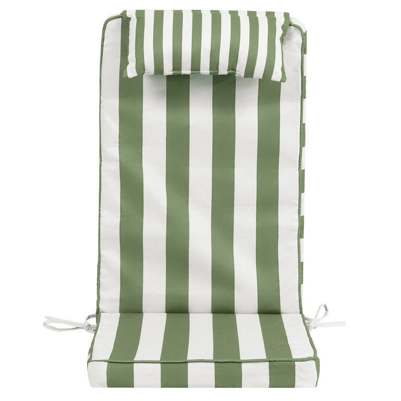 Striped Outdoor High Back Seat Pad - Green Stripe