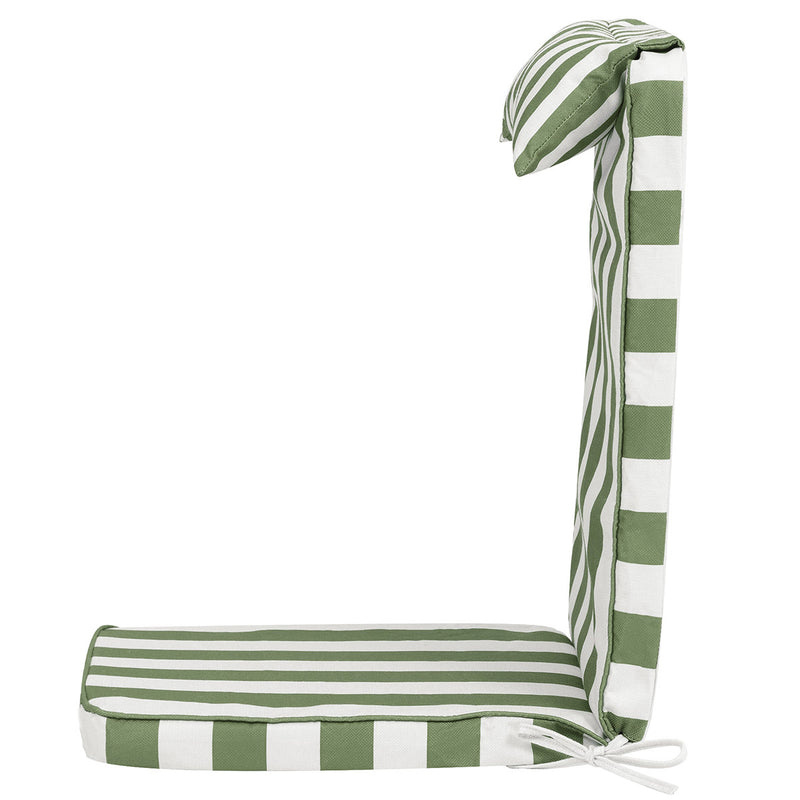 Striped Outdoor High Back Seat Pad - Green Stripe