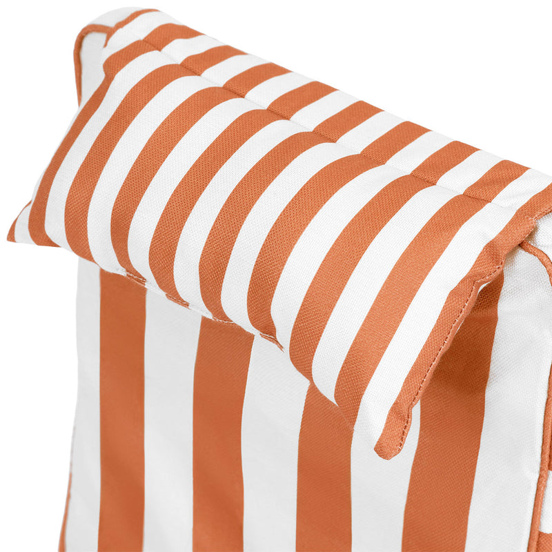 Striped Outdoor High Back Seat Pad - Orange Stripe